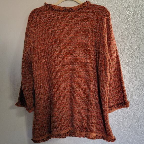 Chico's Women's XL Fringe Cardigan with Faux Front Pockets - Picture 2 of 7